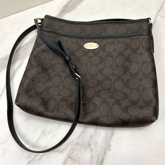 Coach Brown Crossbody Signature Messenger Monogram Signature C Purse Bag - Picture 1 of 16